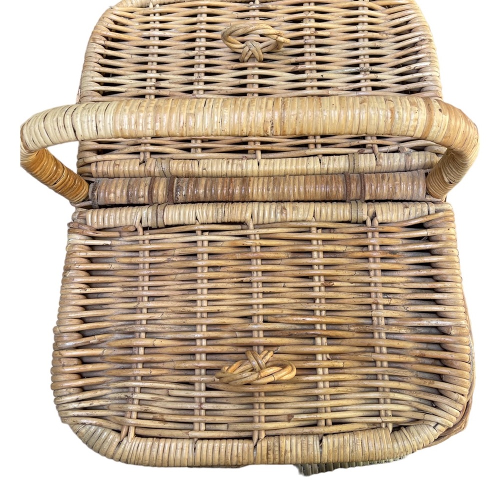 Vintage Large St Tropez Double Hinged Lidded Sturdy Wicker Picnic Basket